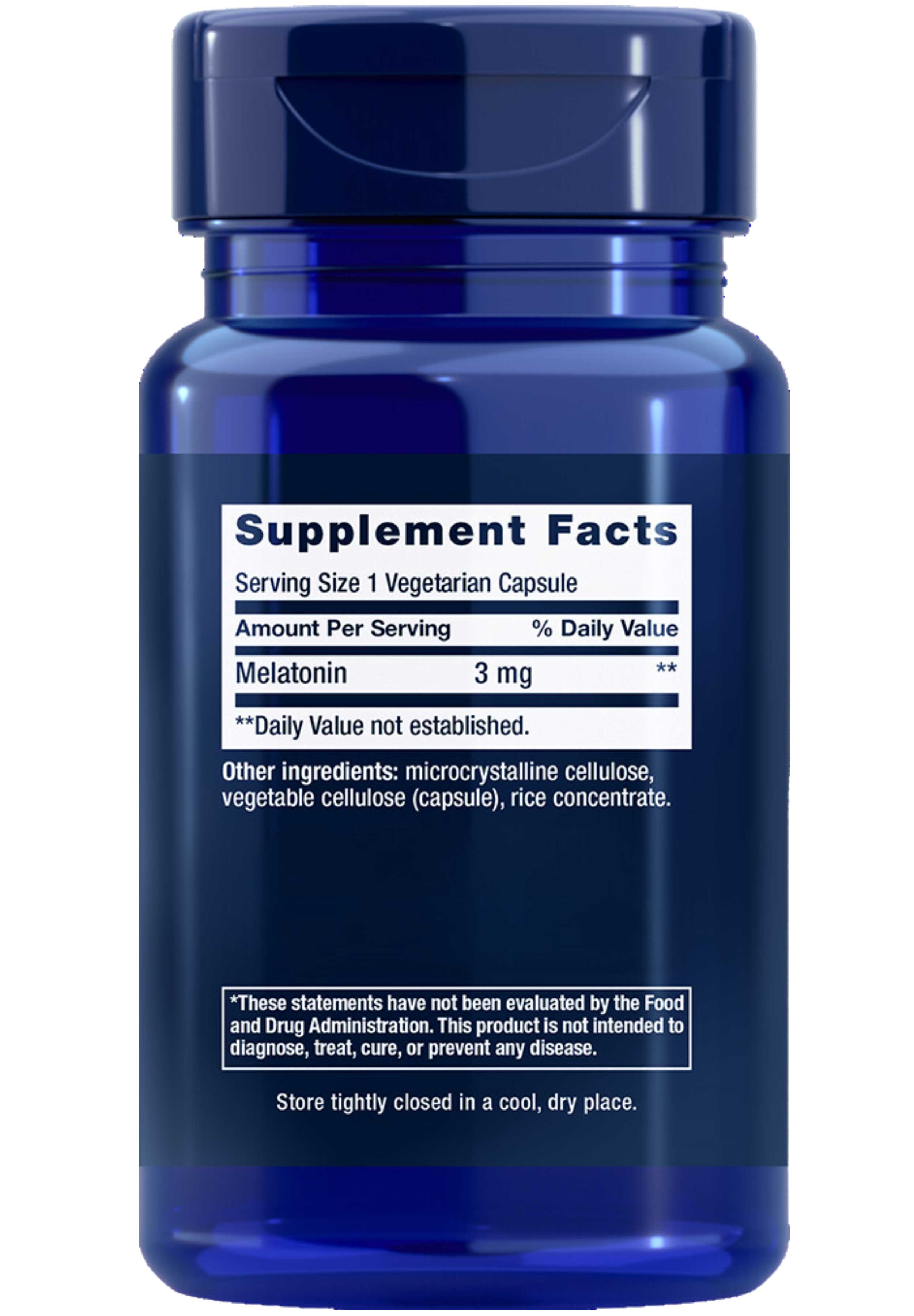 Melatonin 3 mg supplement facts label