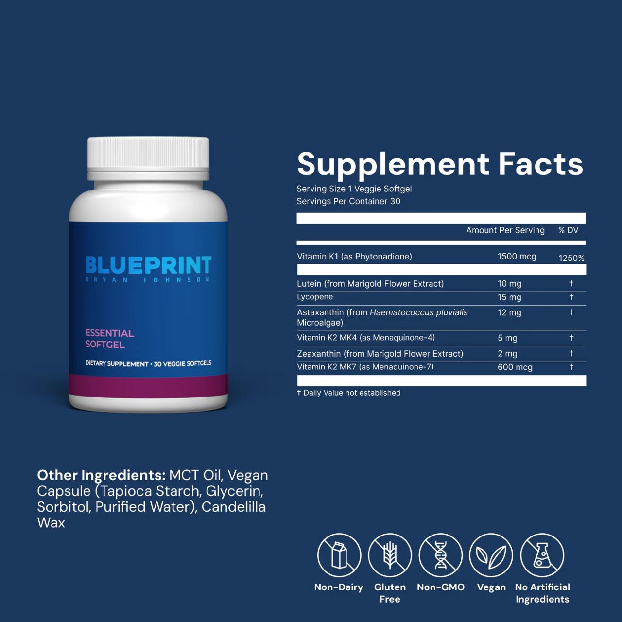 Essential Softgel supplement facts label